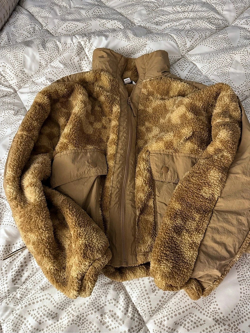 Joy Lab Teddy Fleece Jacket in Brown Size Small